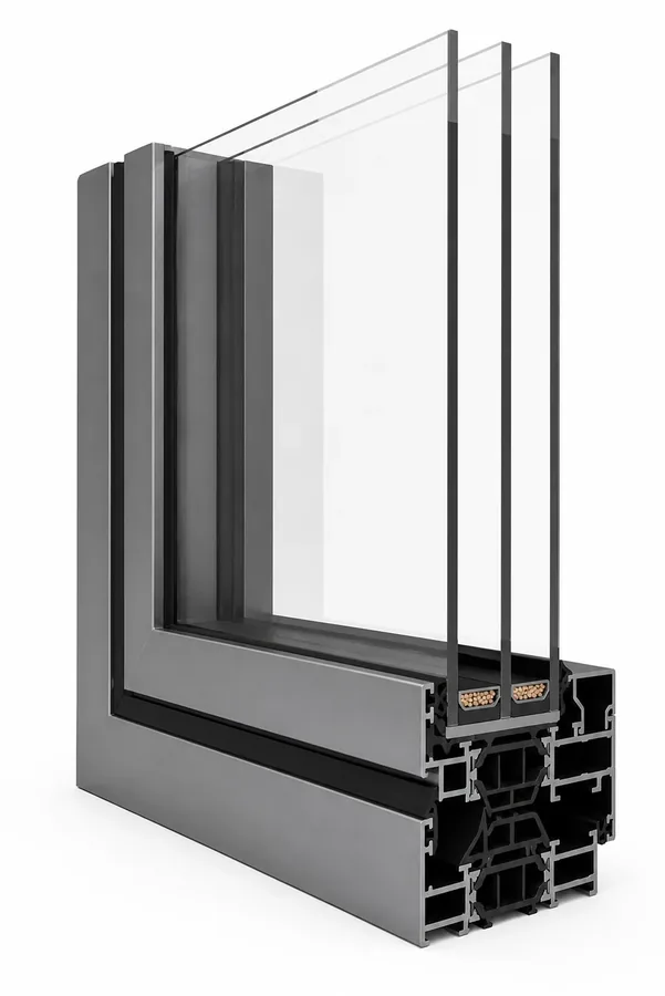 Fenetre aluminium anthracite - vue du modele